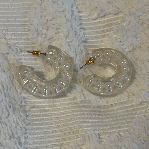 Lucite and Pearl Hoop Earrings